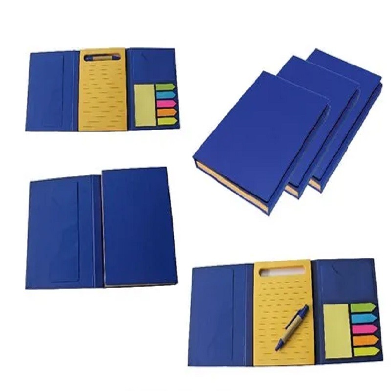 three fold diary with sticky note & mini pen