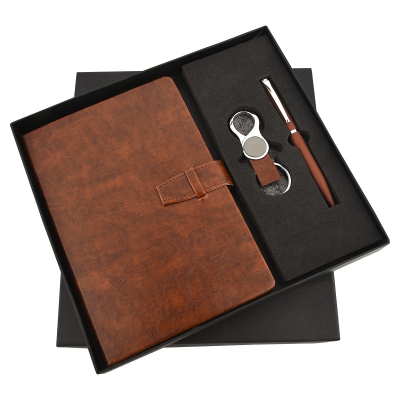 Textured Leather 3 in 1 Pen, Diary & Keychain.