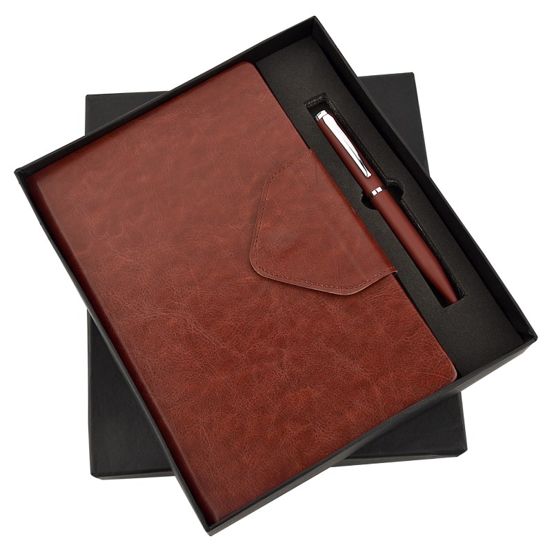 Brown Flap Pen & Diary