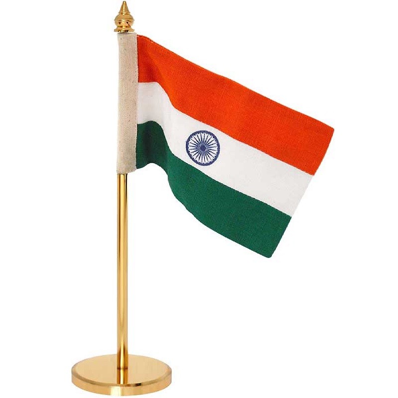 Indian Flag for the office table with golden colour stand