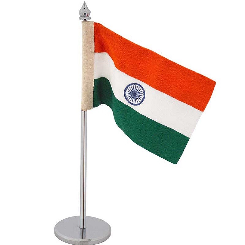 Indian Flag for the office table with silver colour stand
