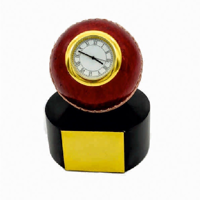 Leather cricket ball with clock