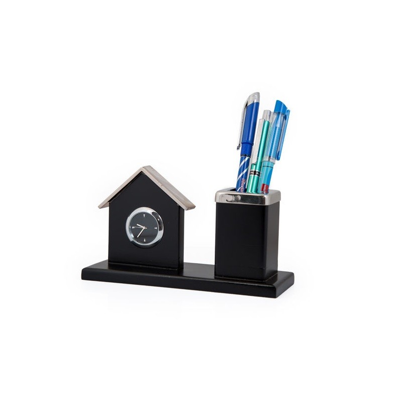 House shape desktop clock and Pen Holder