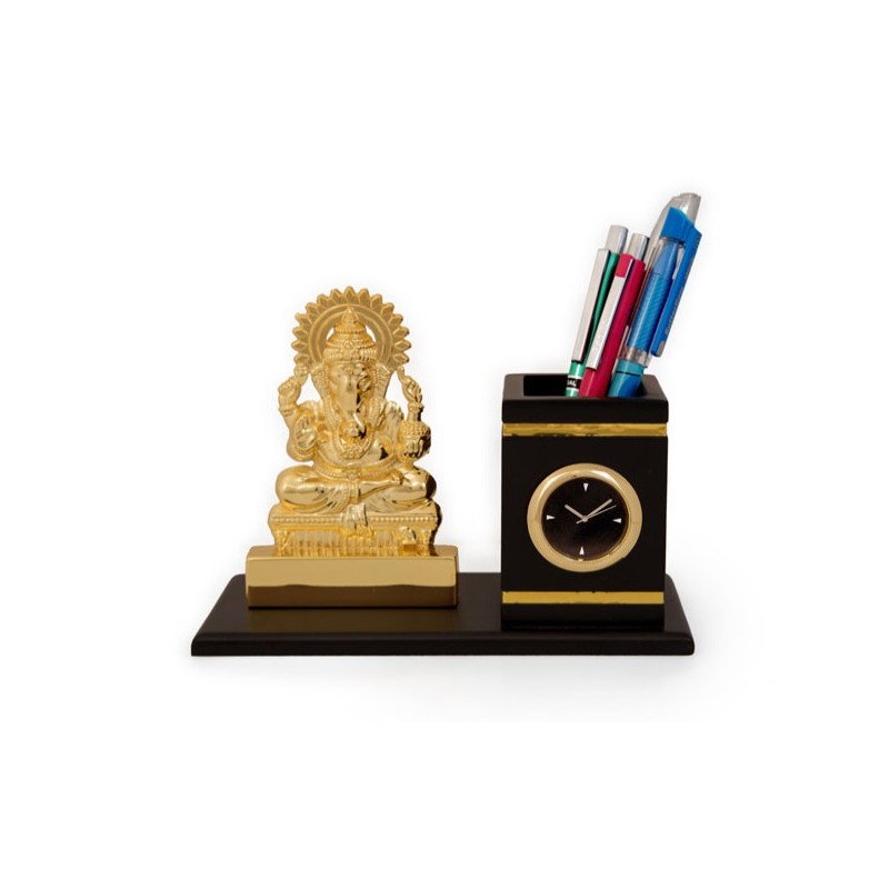 A wonderful table clock and utility holder with Ganesha idol