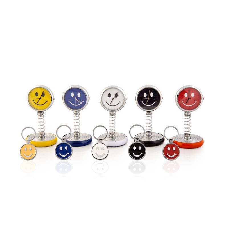 Smiley Spring table clock with a key chain