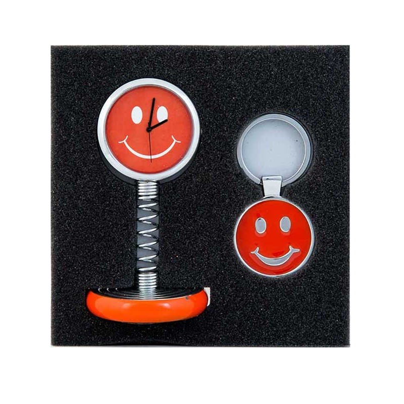 Smiley Spring table clock with a key chain