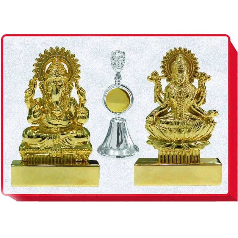Lord Ganesha and Lakshmi Gift Set with bell