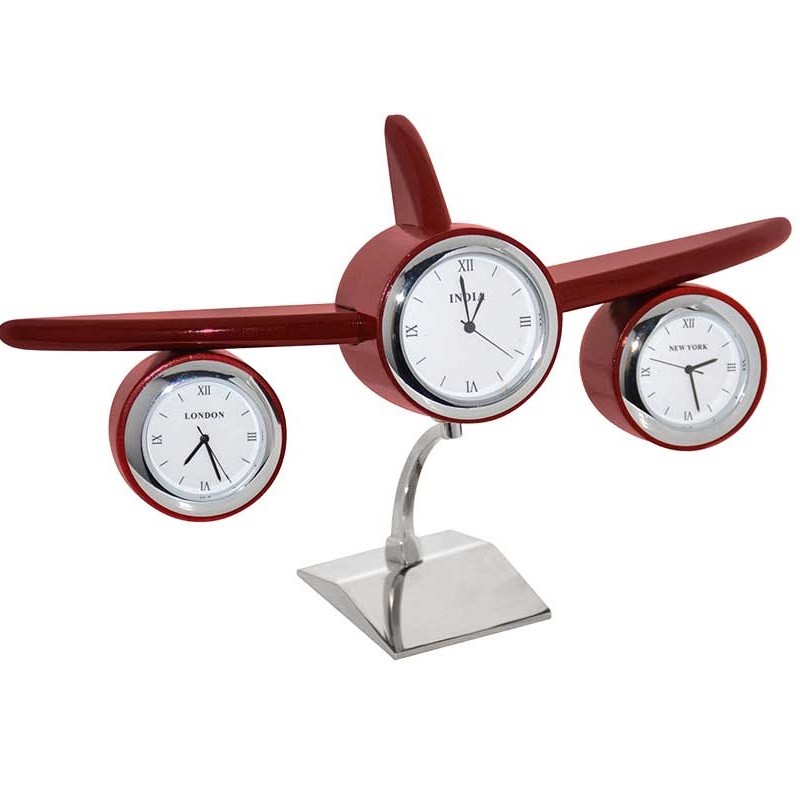 Airplane Desk Clock Stand with world time