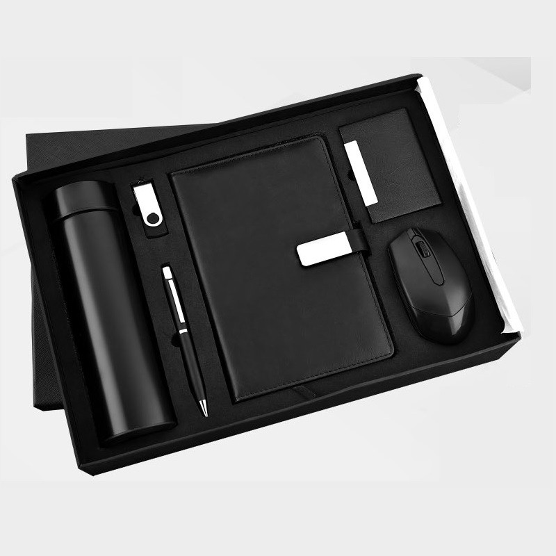 6 in 1 Wireless Mouse Card Holder, Diary, Pen, 16Gb Pendrive & Temperature Bottle