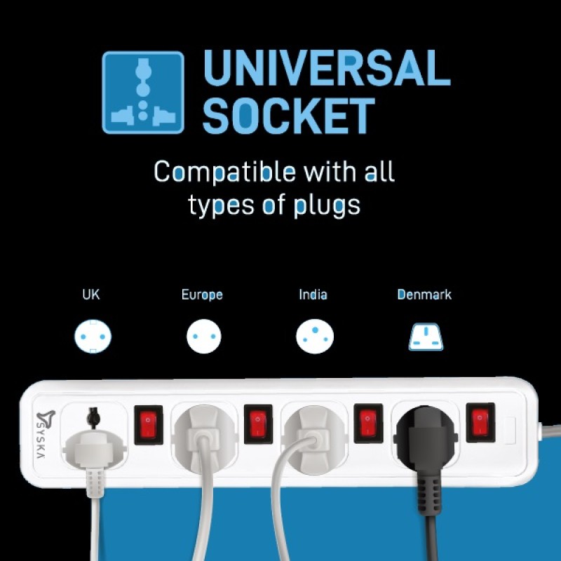 SYSKA  4 Way Power Strip - Quadra Pro