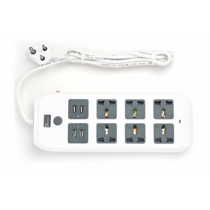 Syska Max Pro-USB-6 Way Power Strip 6 Socket Extension Boards with 4 USB Port