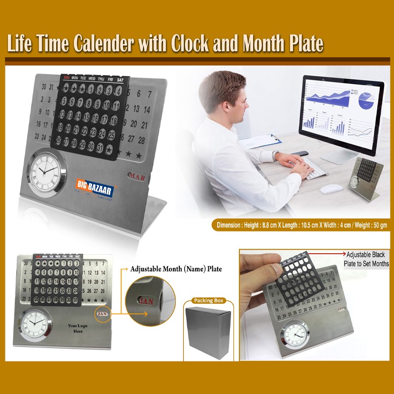 Life Time Calender With Clock And Month Plate