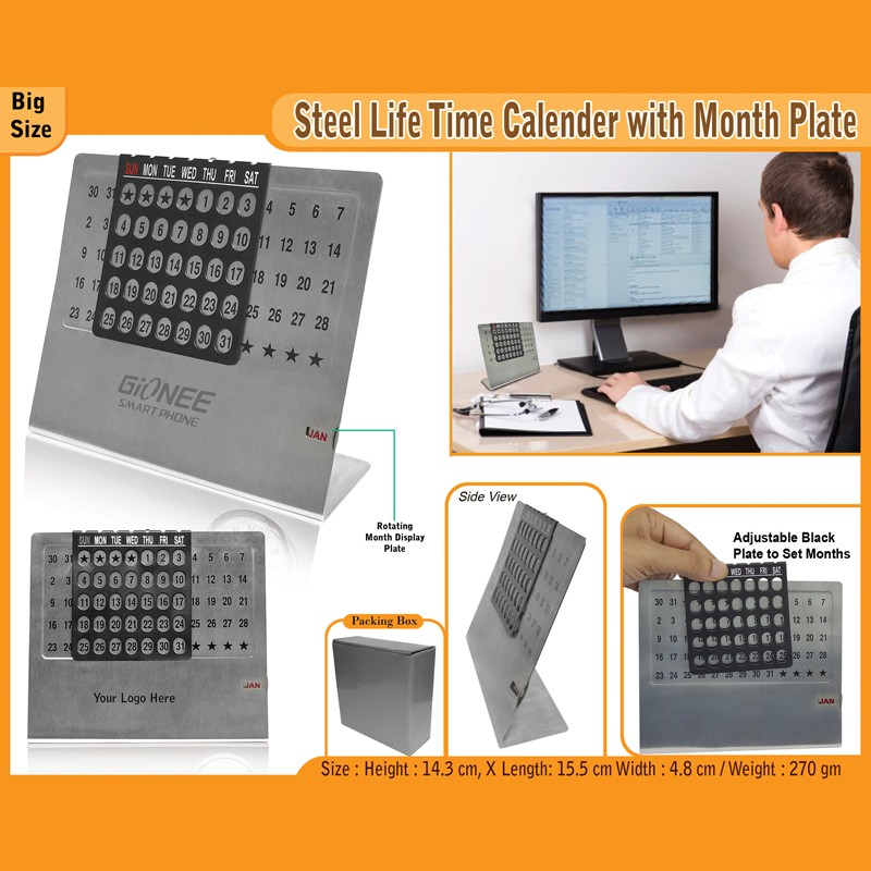 Steel Life Time Calender With Month Plate