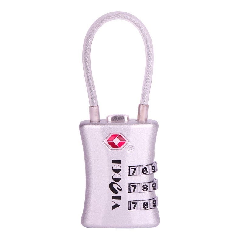 3 Dial Travel Sentry Approved Security Luggage Resettable Combination Cable Padlock - Silver