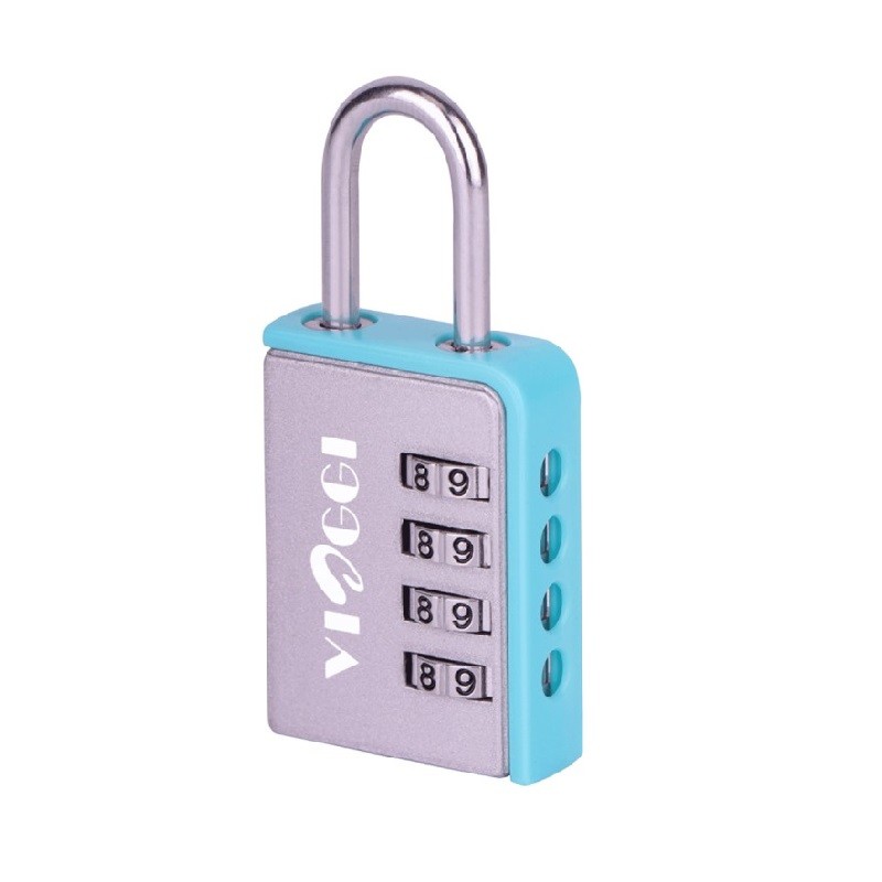 4 Dial Luggage Resettable Combination Number Padlock ? Silver Blue