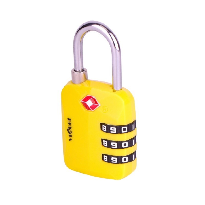 3 Dial Travel Sentry Approved Security Luggage Resettable Combination Number Padlock - Yellow