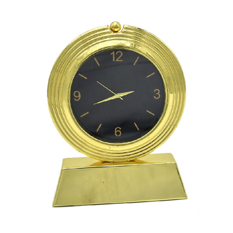 A Fantastic Timeless Gold Plated Desk Clock with Gold & Chrome