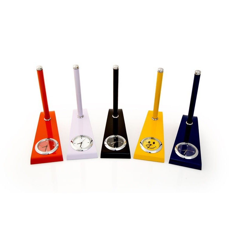 Pen stand with a clock