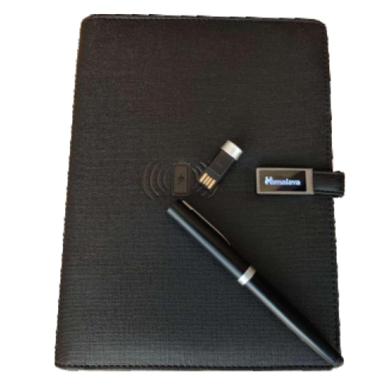 Jute Powerbank Wireless Diary  with Pen and pendrive