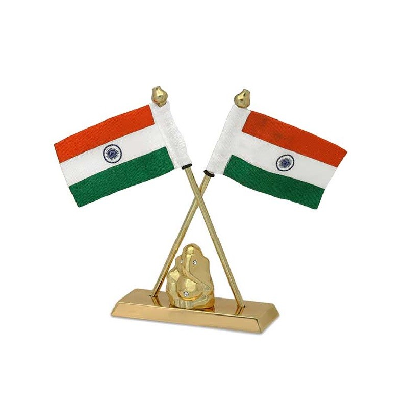 Cross Indian flag with Ganesh