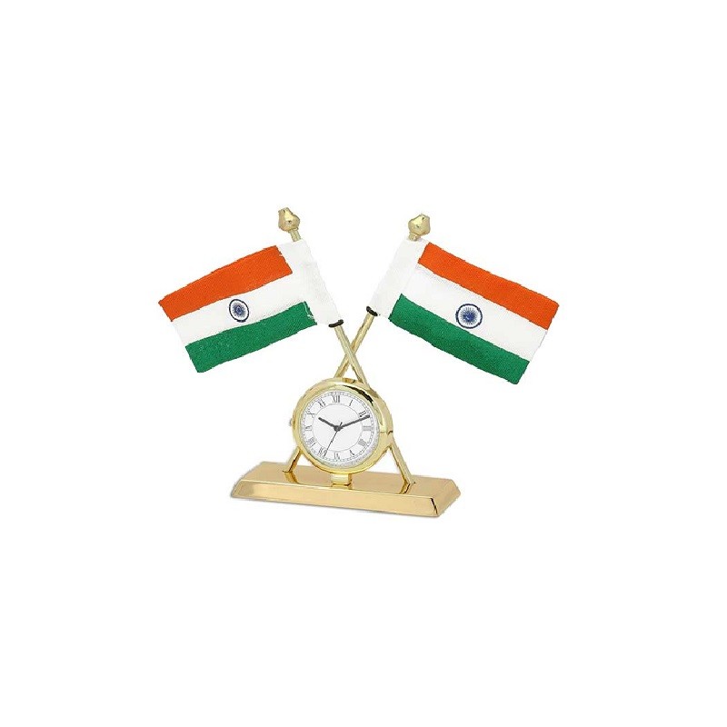 Cross Indian flag with clock