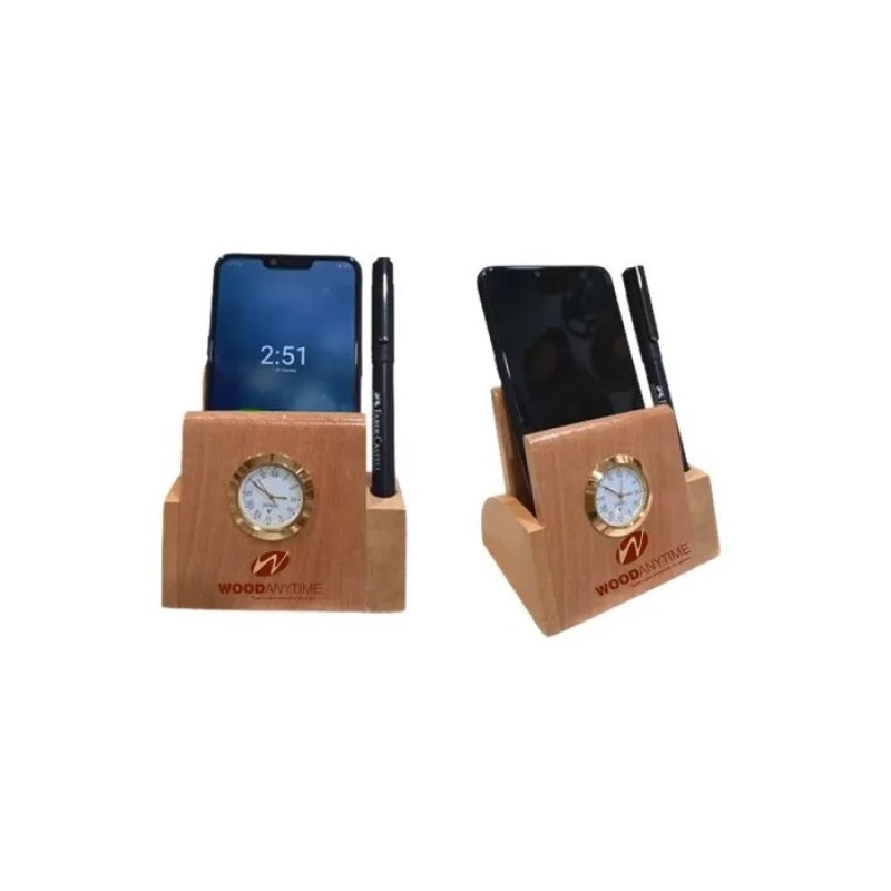 Wooden Mobile Stand with Clock