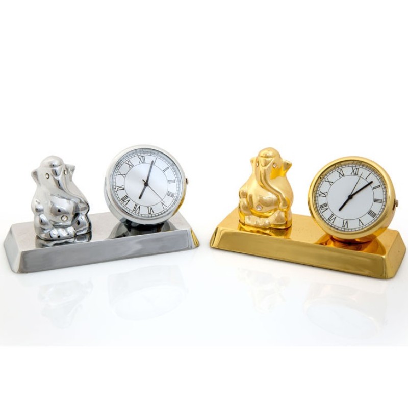 Ganesha with Clock in golden finish