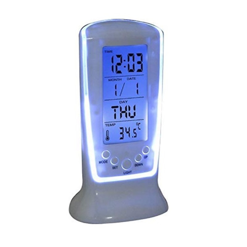 Square Clock Calender LED Light Alarm Clock