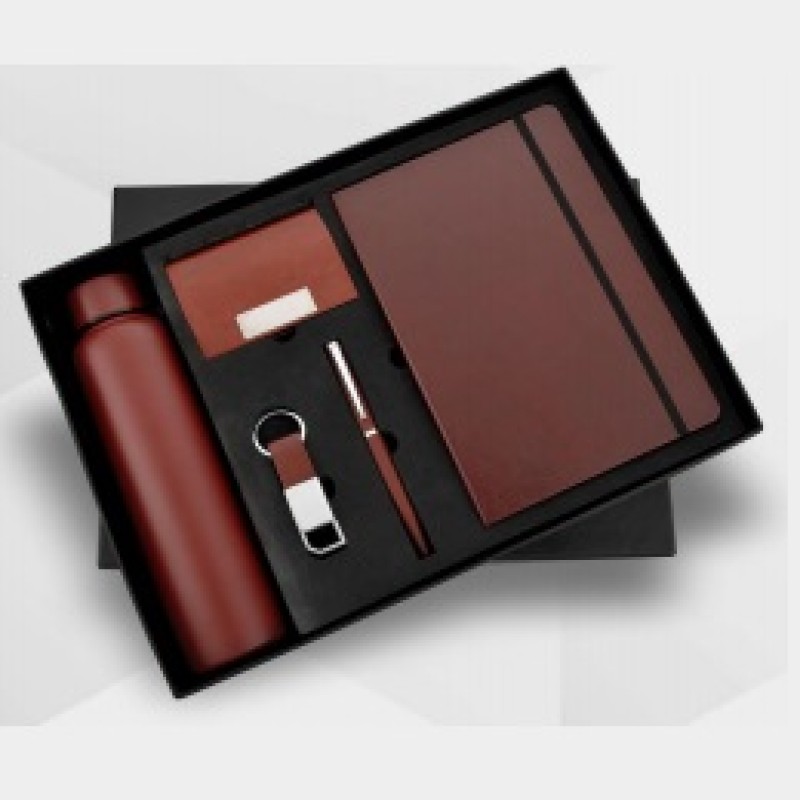 Brown Leather 5 In 1 Corporate Gift Set