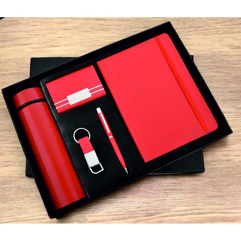 Red Leather 5 In 1 Corporate Gift Set