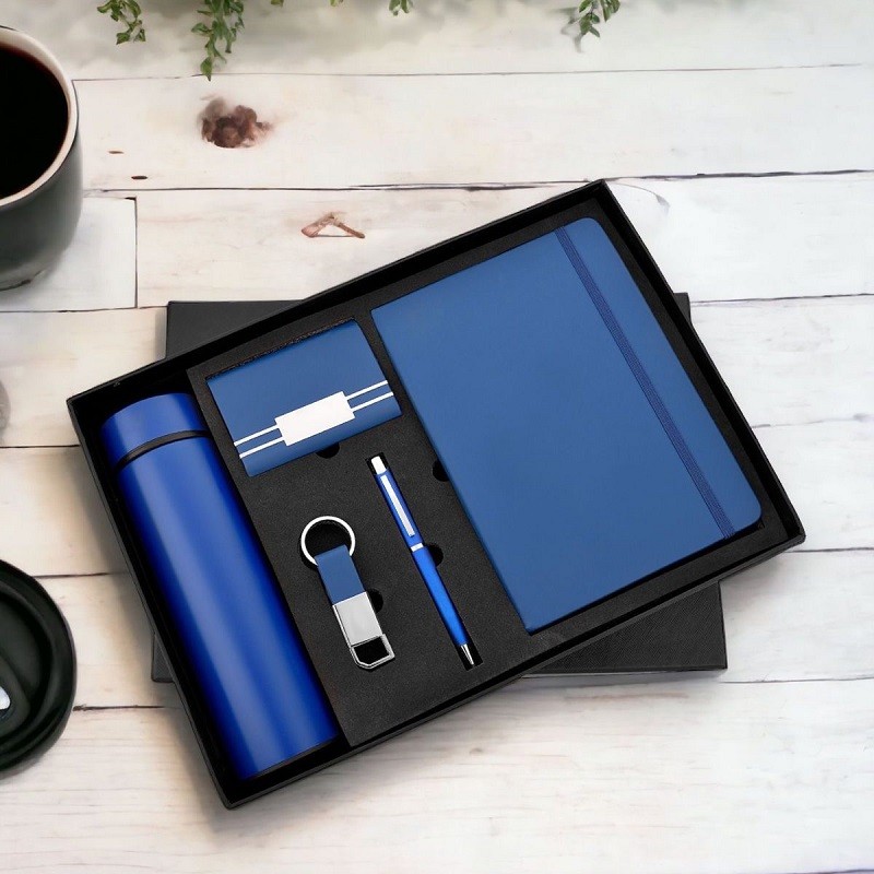 Blue Leather 5 In 1 Corporate Gift Set