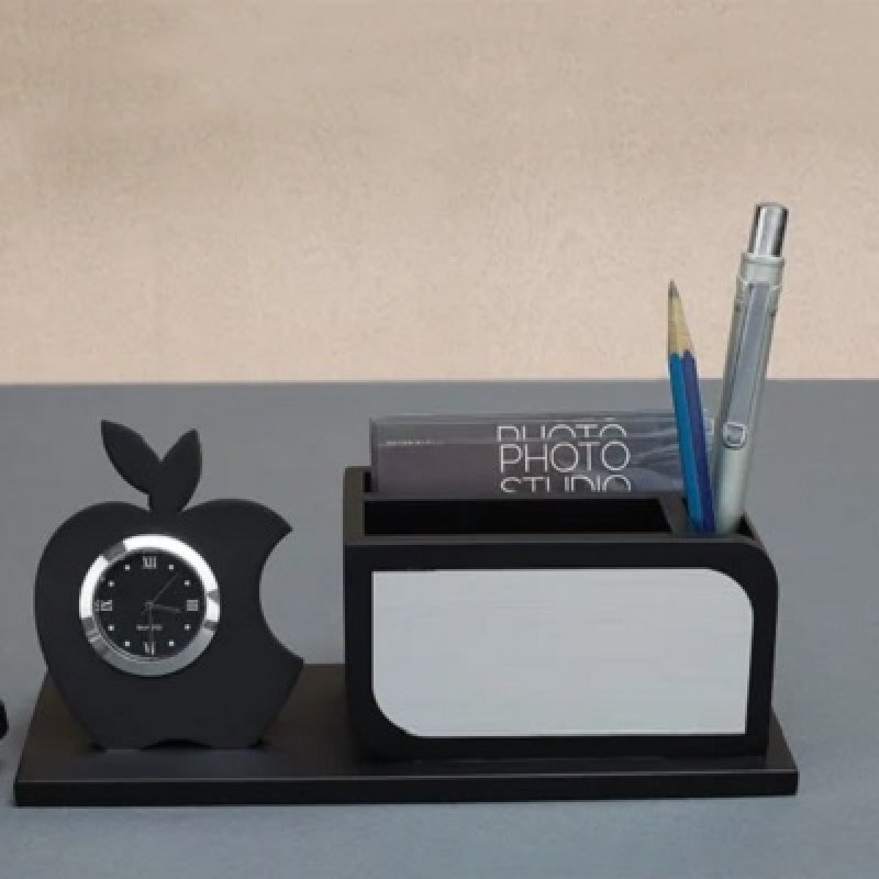 Wooden Desk Top Table Top with Table Clock