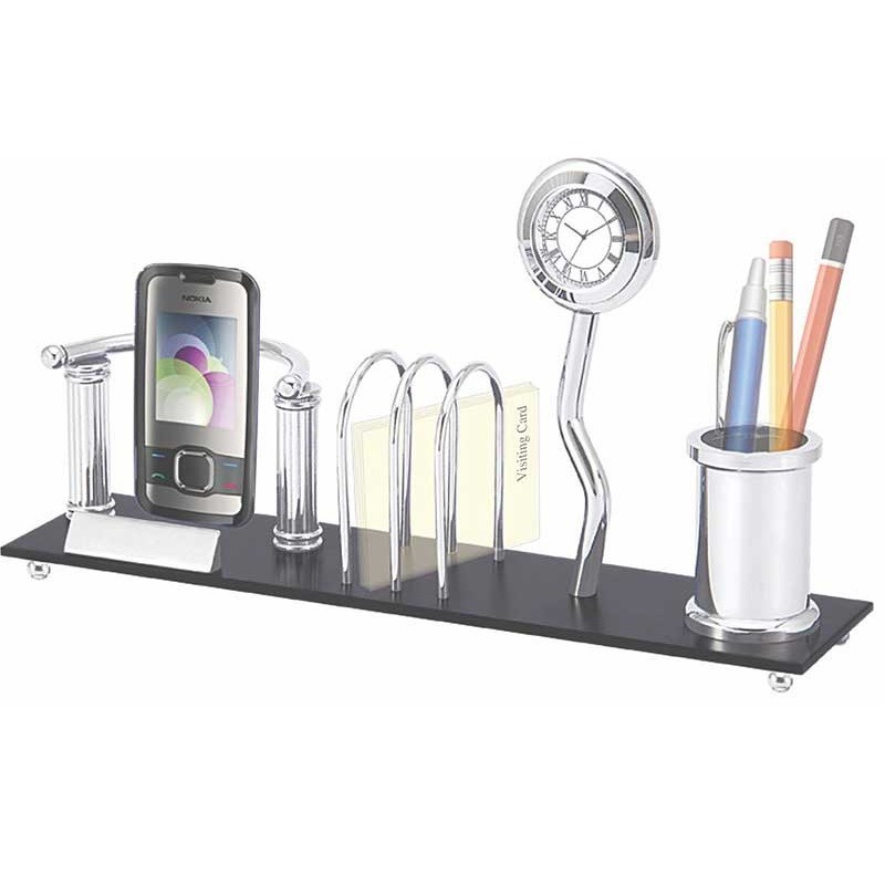 Black and Chrome Metal Desk Organizer