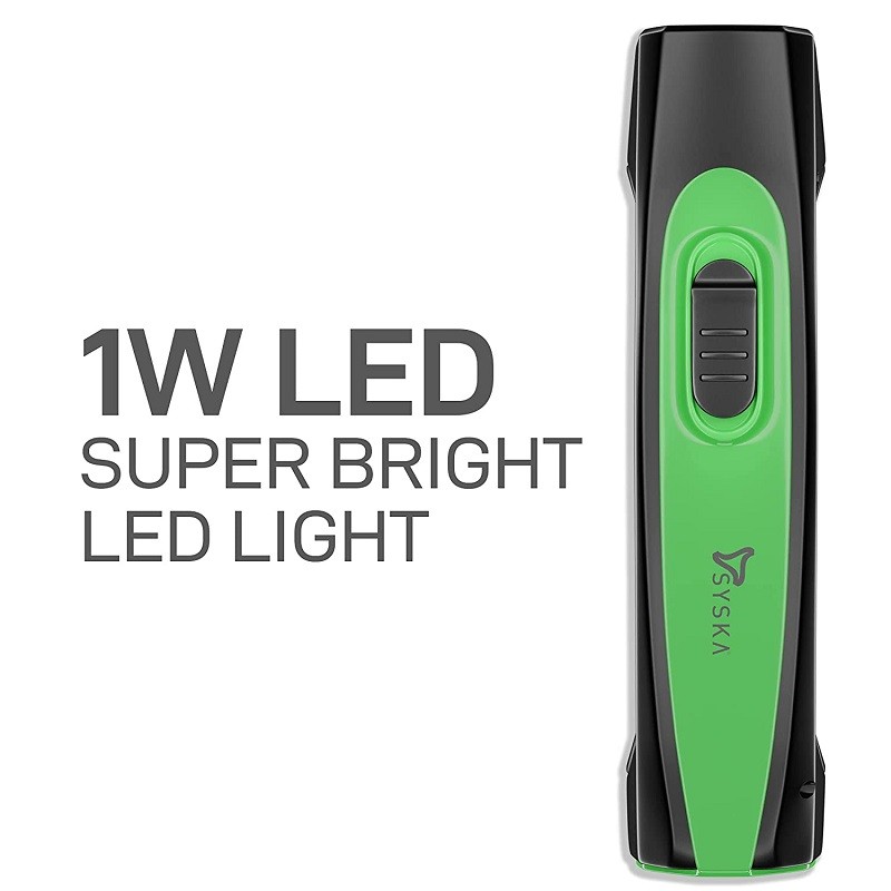 SYSKA  DUOTRON 1W Bright Led Rechargeable Torch-Pack of 3