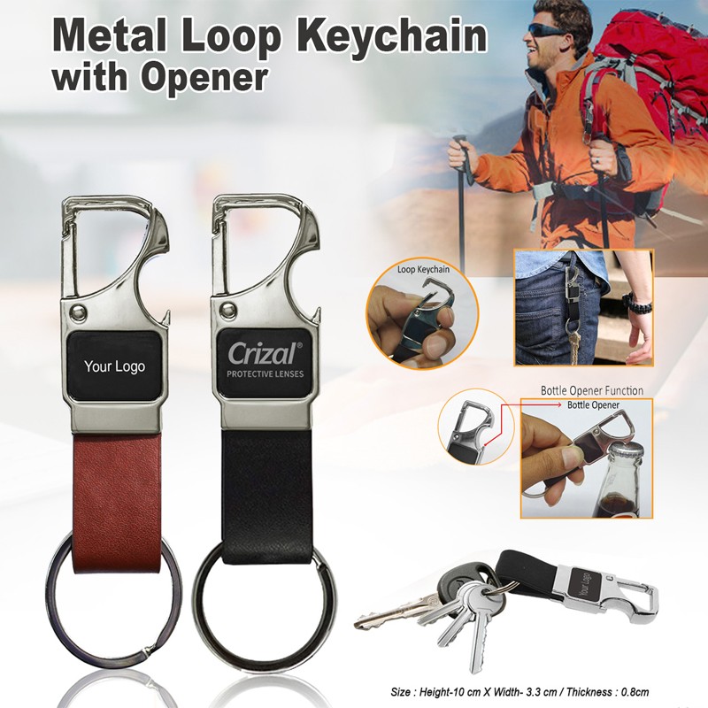 Metal Loop Keychain With Opener